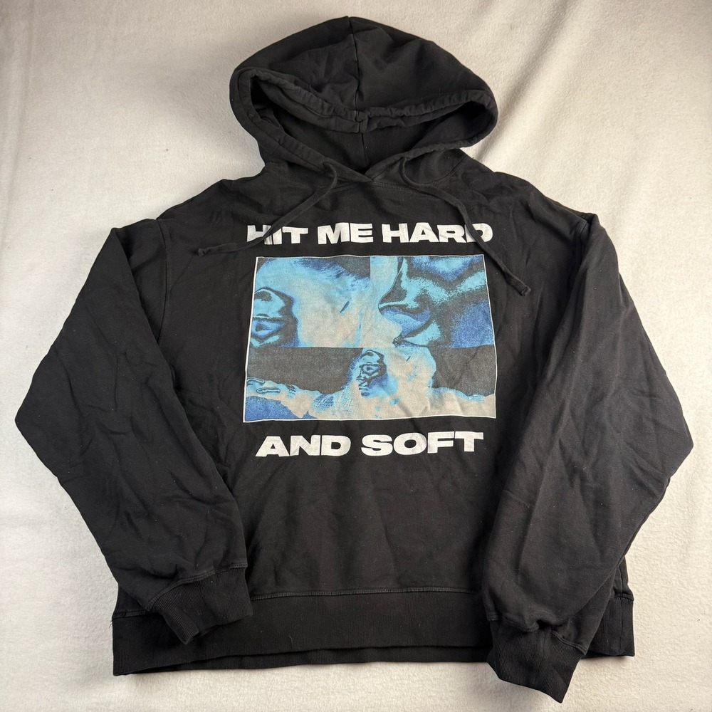 Billie Eilish Hit Me Hard and Soft Black Graphic Hoodie Oversized Large